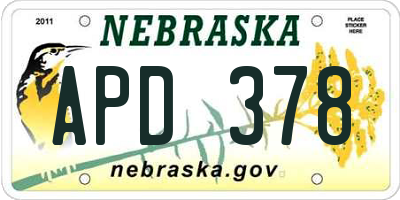 NE license plate APD378