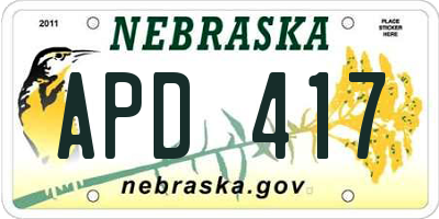 NE license plate APD417