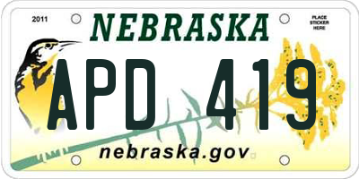 NE license plate APD419