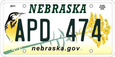 NE license plate APD474
