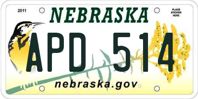 NE license plate APD514