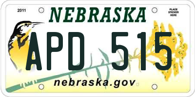 NE license plate APD515