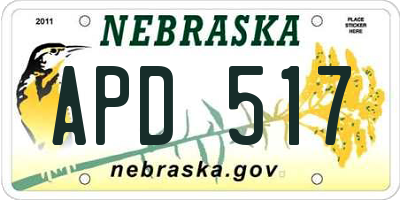 NE license plate APD517
