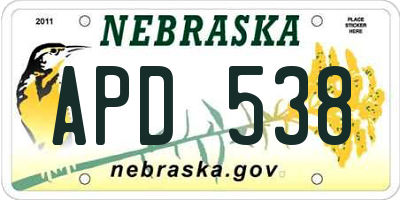 NE license plate APD538