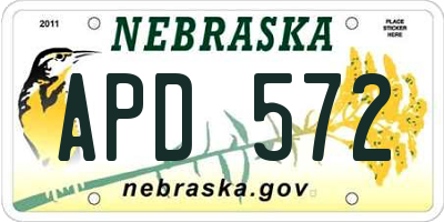 NE license plate APD572