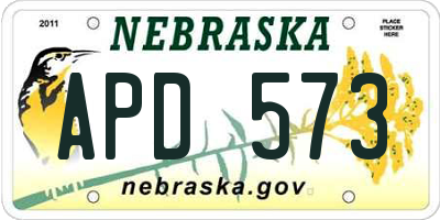 NE license plate APD573