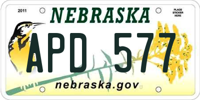 NE license plate APD577
