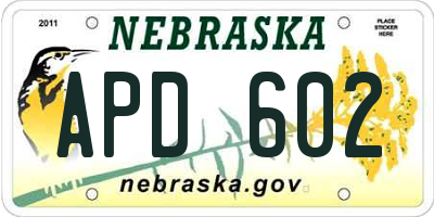 NE license plate APD602