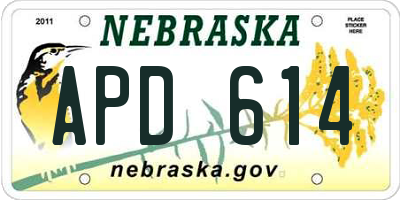 NE license plate APD614