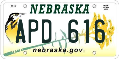 NE license plate APD616