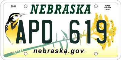 NE license plate APD619