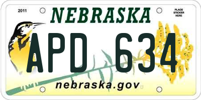 NE license plate APD634