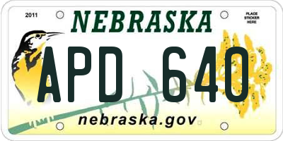 NE license plate APD640