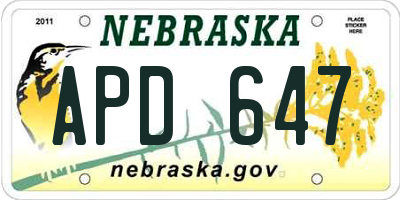 NE license plate APD647