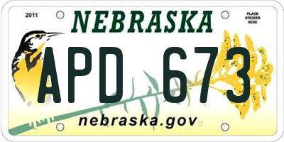 NE license plate APD673