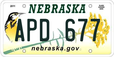 NE license plate APD677