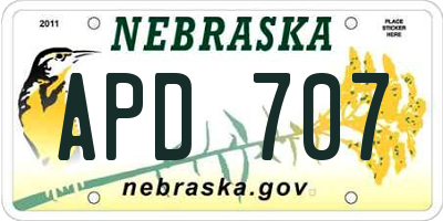 NE license plate APD707