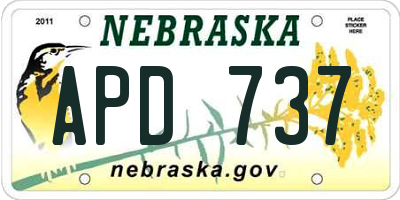 NE license plate APD737