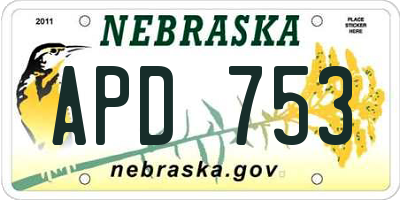NE license plate APD753