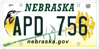 NE license plate APD756