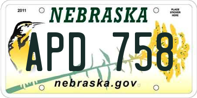NE license plate APD758