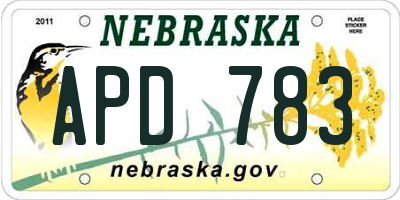 NE license plate APD783