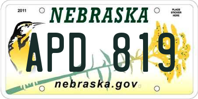 NE license plate APD819