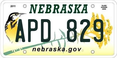 NE license plate APD829