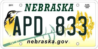 NE license plate APD833