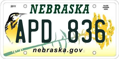 NE license plate APD836