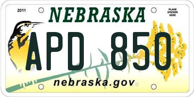 NE license plate APD850