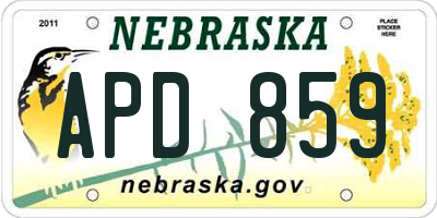 NE license plate APD859