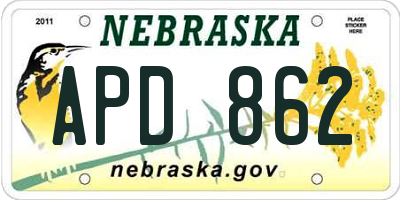 NE license plate APD862