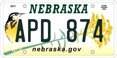 NE license plate APD874