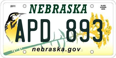 NE license plate APD893