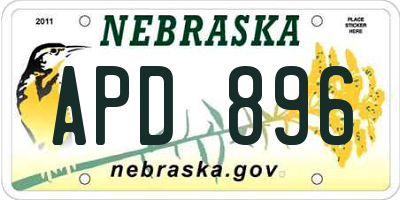 NE license plate APD896