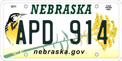 NE license plate APD914
