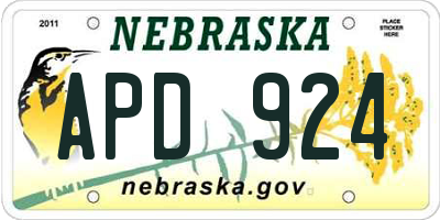 NE license plate APD924
