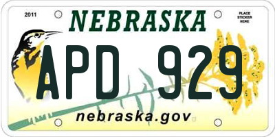 NE license plate APD929