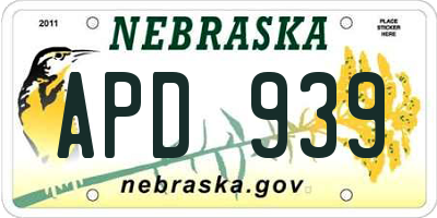 NE license plate APD939