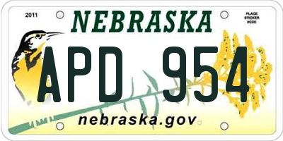 NE license plate APD954