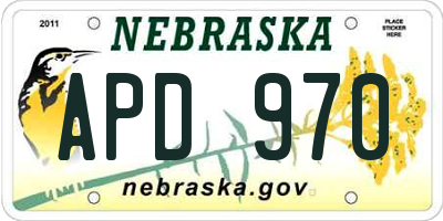 NE license plate APD970