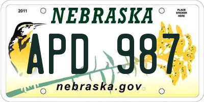 NE license plate APD987