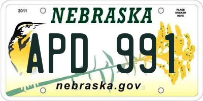 NE license plate APD991