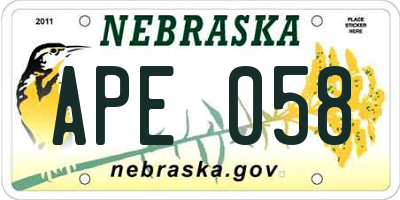 NE license plate APE058