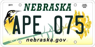 NE license plate APE075