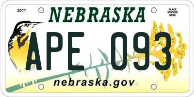 NE license plate APE093