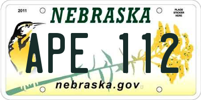 NE license plate APE112