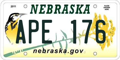 NE license plate APE176