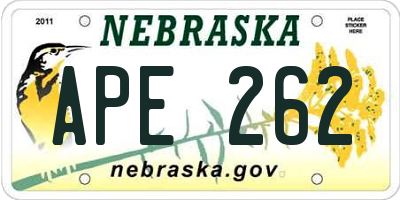 NE license plate APE262